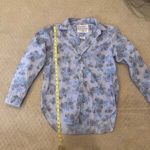 Frank & Eileen Blue Floral LS Button Blouse